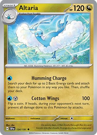 Altaria 134/191 - Reverse Holofoil SV08 Surging Sparks