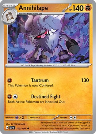 Annihilape 100/191 - Reverse Holofoil SV08 Surging Sparks