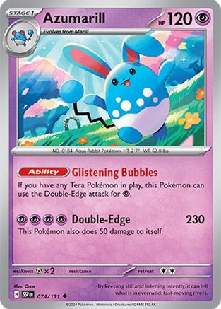 Azumarill 074/191 - Reverse Holofoil SV08 Surging Sparks