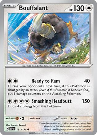 Bouffalant 151/191 - Reverse Holofoil SV08 Surging Sparks