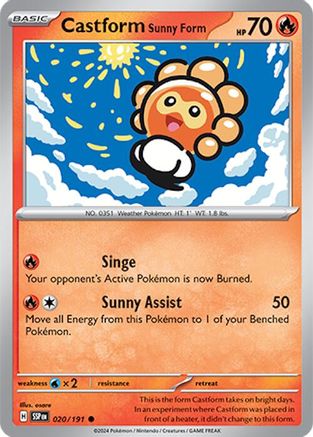 Castform Sunny Form 020/191 - Reverse Holofoil SV08 Surging Sparks
