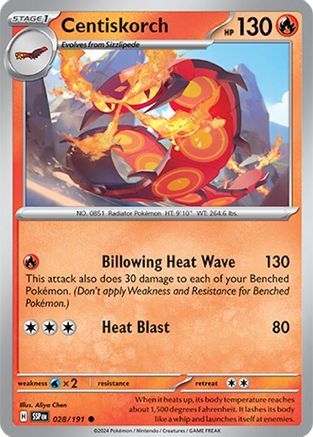 Centiskorch 028/191 - Reverse Holofoil SV08 Surging Sparks