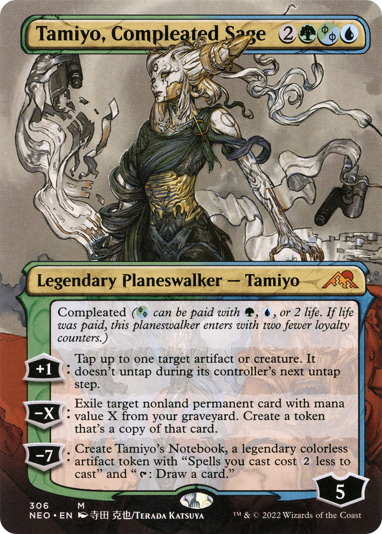 Tamiyo, Compleated Sage (Borderless) (NEO-306)  Foil - Kamigawa: Neon Dynasty