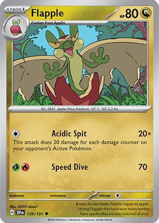Flapple 139/191 - Reverse Holofoil SV08 Surging Sparks