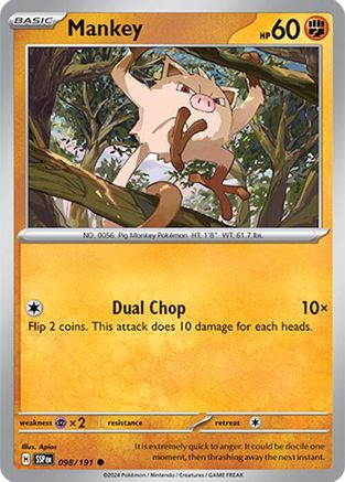 Mankey 098/191 - Reverse Holofoil SV08 Surging Sparks