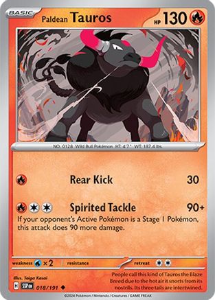 Paldean Tauros 018/191 - Reverse Holofoil SV08 Surging Sparks