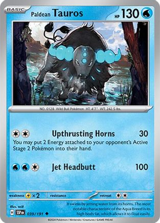 Paldean Tauros 039/191 - Reverse Holofoil SV08 Surging Sparks