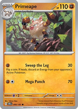 Primeape 099/191 - Reverse Holofoil SV08 Surging Sparks