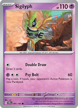 Sigilyph 081/191 - Reverse Holofoil SV08 Surging Sparks