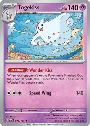 Togekiss 072/191 - Reverse Holofoil SV08 Surging Sparks