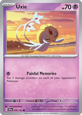 Uxie 078/191 - Reverse Holofoil SV08 Surging Sparks