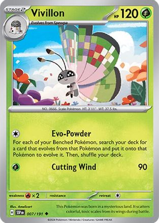 Vivillon 007/191 - Reverse Holofoil SV08 Surging Sparks