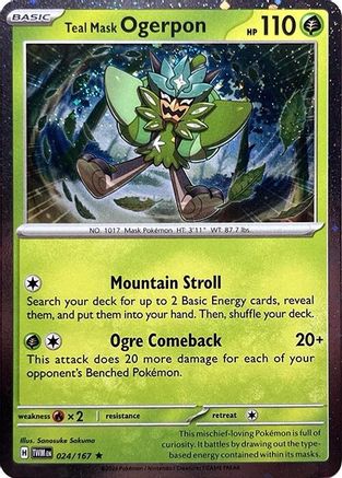 Teal Mask Ogerpon (Cosmos Holo) 024/167  - Holofoil SV06 Twilight Masquerade