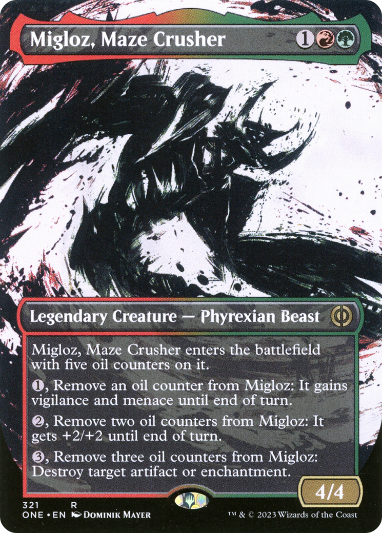 Migloz, Maze Crusher (Showcase) (ONE-321)  Foil - Phyrexia: All Will Be One: (Showcase) (Borderless)
