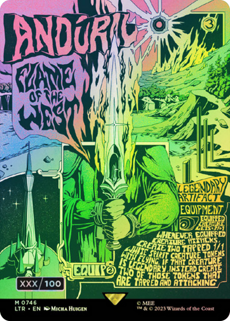 Anduril, Flame of the West (Borderless Poster) (Serial Numbered) (LTR-746)  Foil - The Lord of the Rings: Tales of Middle-earth