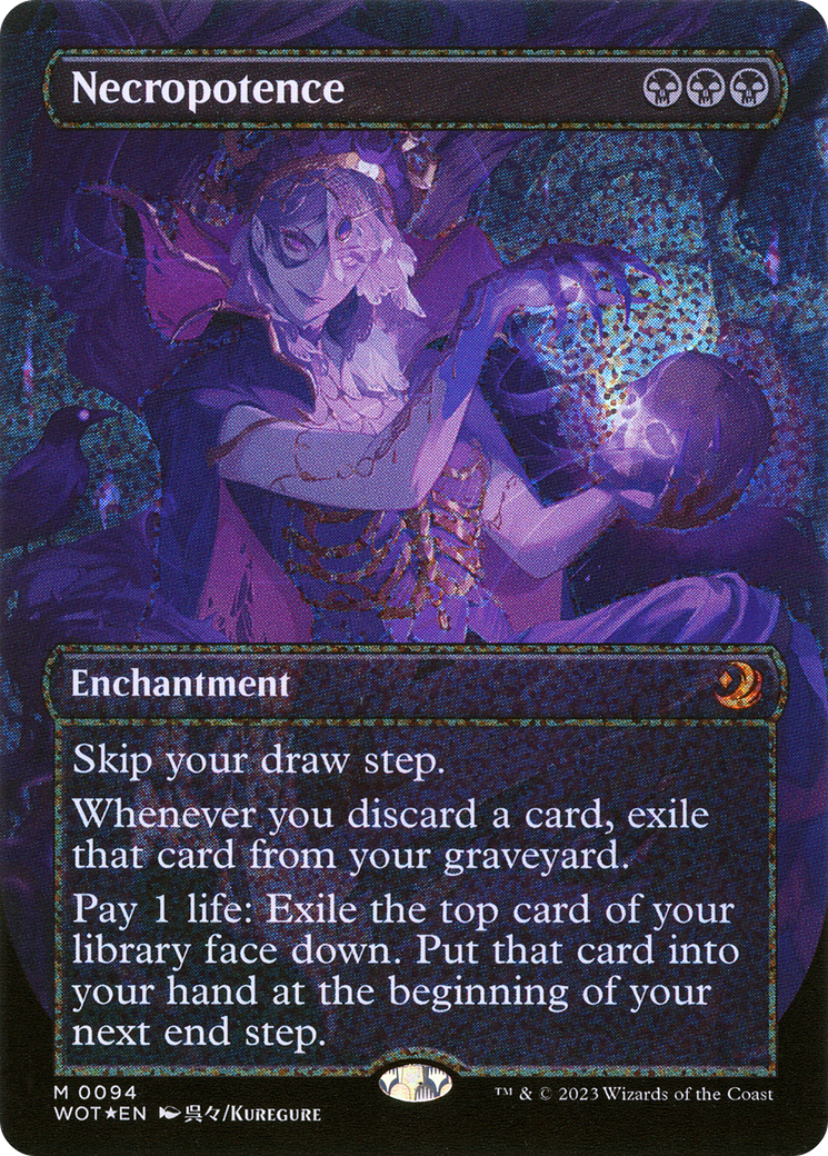 Necropotence (Anime Borderless) (Confetti Foil) (WOT-094)  Foil - Wilds of Eldraine: Enchanting Tales