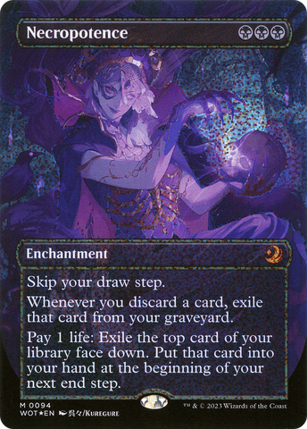 Necropotence (Anime Borderless) (Confetti Foil) (WOT-094)  Foil - Wilds of Eldraine: Enchanting Tales