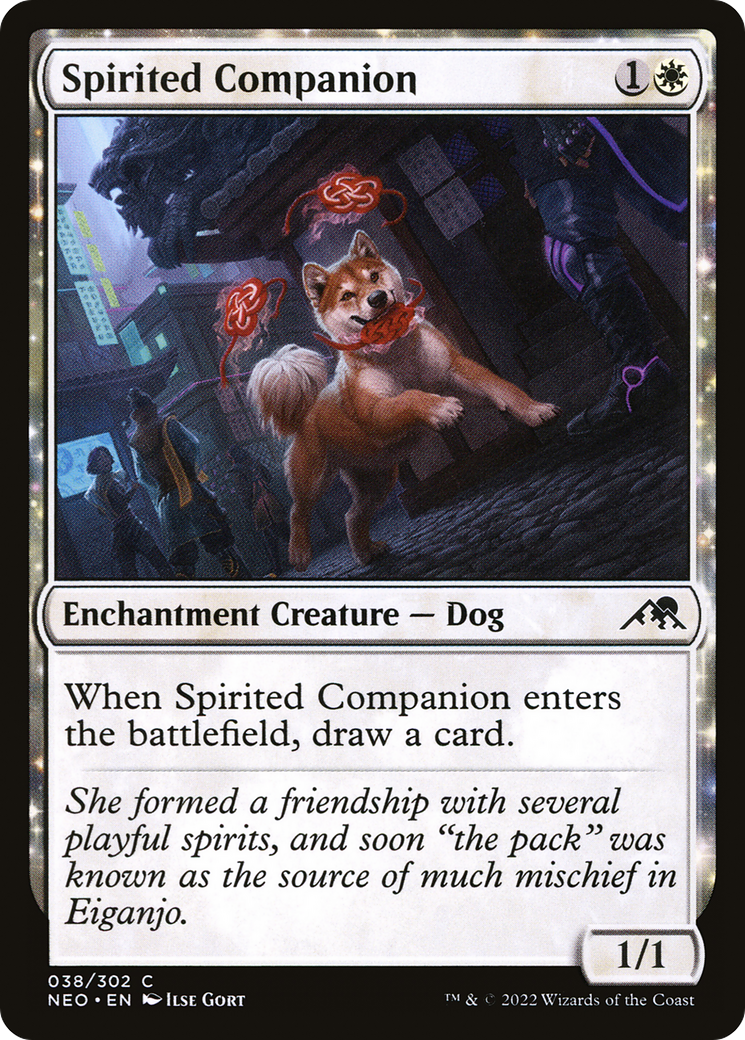 Spirited Companion (NEO-038) - Kamigawa: Neon Dynasty: (enchantment) Foil