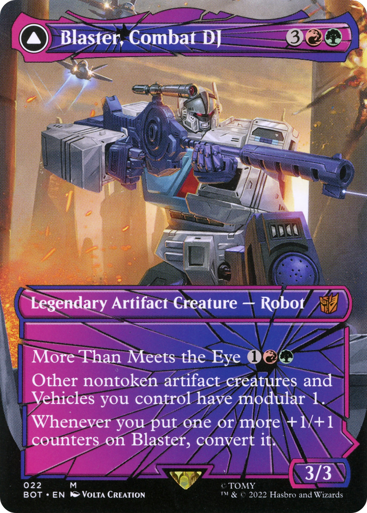 Blaster, Combat DJ (Shattered Glass) (BOT-022)  - Transformers: (convertdfc, shatteredglass) (Borderless)