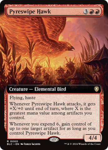 Pyreswipe Hawk (Extended Art) (BLC-060)  - Bloomburrow Commander: (Extended Art)