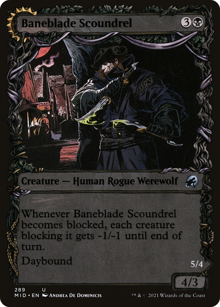 Baneblade Scoundrel (Showcase) (MID-289)  Foil - Innistrad: Midnight Hunt: (Showcase, Double Faced Transform)