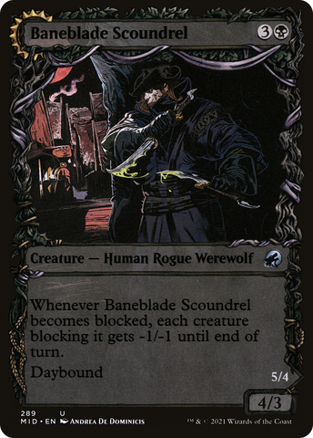 Baneblade Scoundrel (Showcase) (MID-289)  - Innistrad: Midnight Hunt: (Showcase, Double Faced Transform)