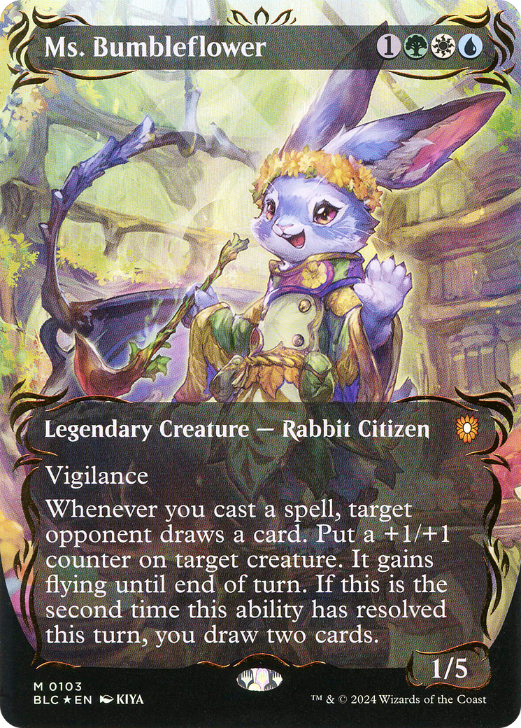 Ms. Bumbleflower (Borderless) (Raised Foil) (BLC-103)  Foil - Bloomburrow Commander