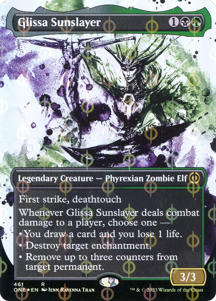 Glissa Sunslayer (Showcase) (Step-and-Compleat Foil) (ONE-461)  Foil - Phyrexia: All Will Be One: (Showcase) (Borderless)