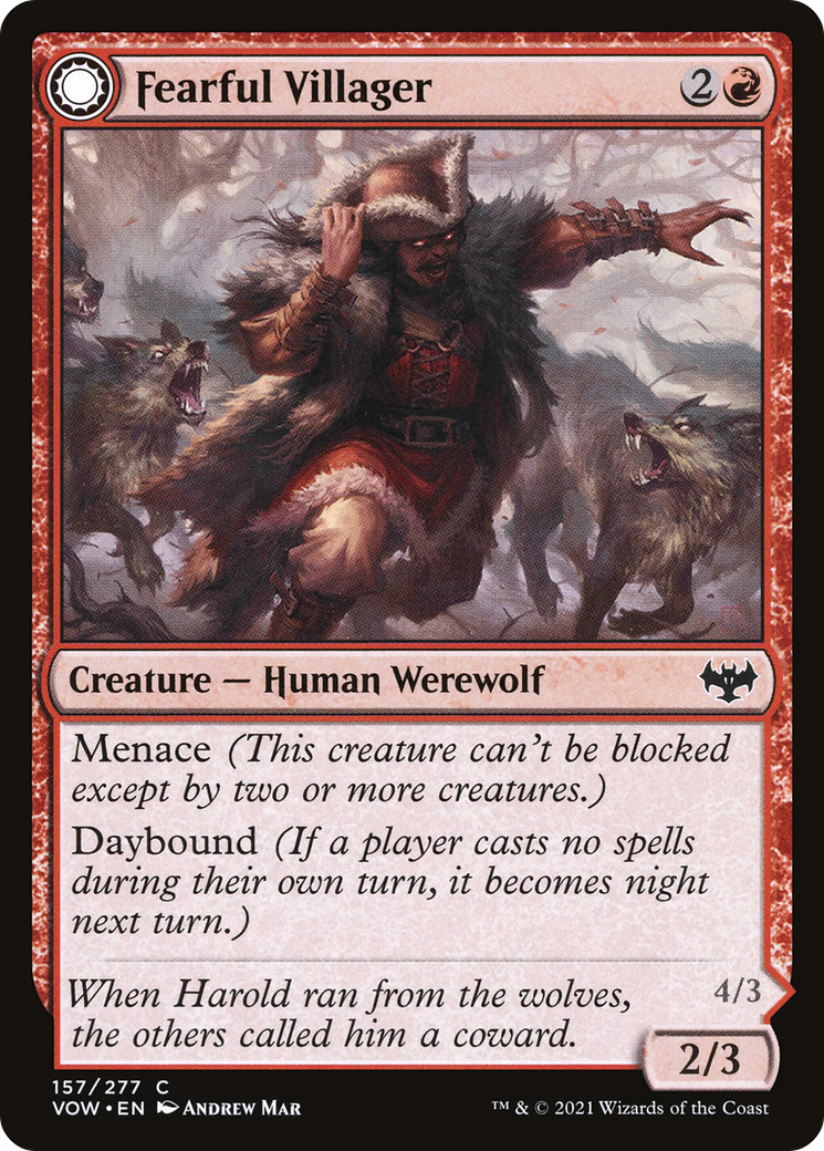 Fearful Villager (VOW-157)  Foil - Innistrad: Crimson Vow: (Double Faced Transform)