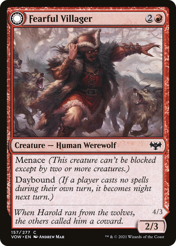 Fearful Villager (VOW-157)  - Innistrad: Crimson Vow: (Double Faced Transform)