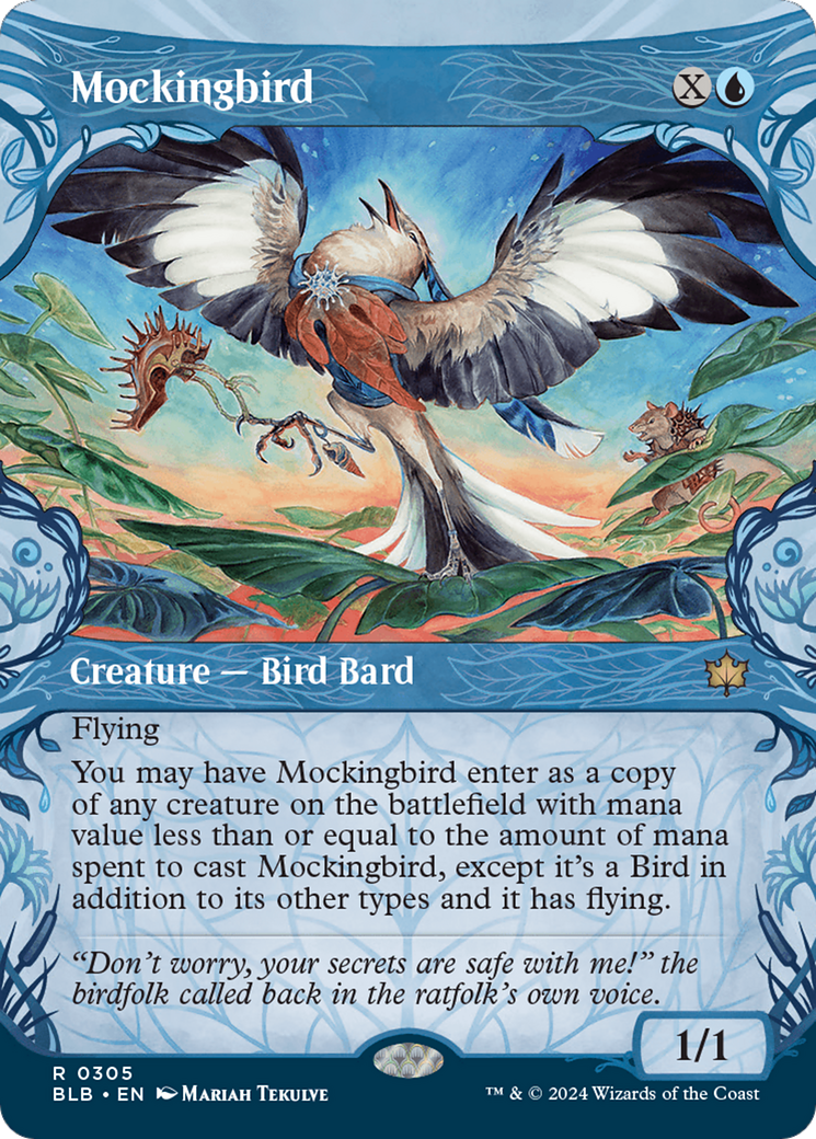 Mockingbird (Showcase) (BLB-305)  Foil - Bloomburrow: (Showcase) (Borderless)