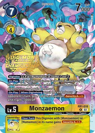 Monzaemon (Championship 2024 Tamers Pack) (RB1-018) - Resurgence Booster Foil