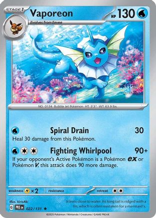 Vaporeon 022/131 - Reverse Holofoil SV Prismatic Evolutions