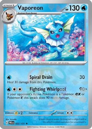 Vaporeon (Master Ball Pattern) 022/131  - Holofoil SV Prismatic Evolutions - Rare