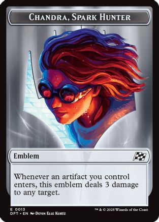 Emblem - Chandra, Spark Hunter // Vehicle Double-Sided Token (DFT-13 // 12)  - Aetherdrift