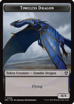 Timeless Dragon // Zombie (0007) Double-Sided Token (DRC-6 // 7) - Commander: Aetherdrift Foil