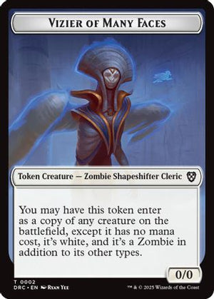 Vizier of Many Faces // Zombie (0003) Double-Sided Token (DRC-2 // 3) - Commander: Aetherdrift