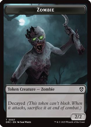 Zombie (0007) // Zombie (0003) Double-Sided Token (DRC-7 // 3) - Commander: Aetherdrift