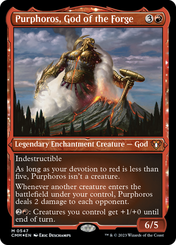 Purphoros, God of the Forge (CMM-547)  Etched Foil - Commander Masters: (enchantment)