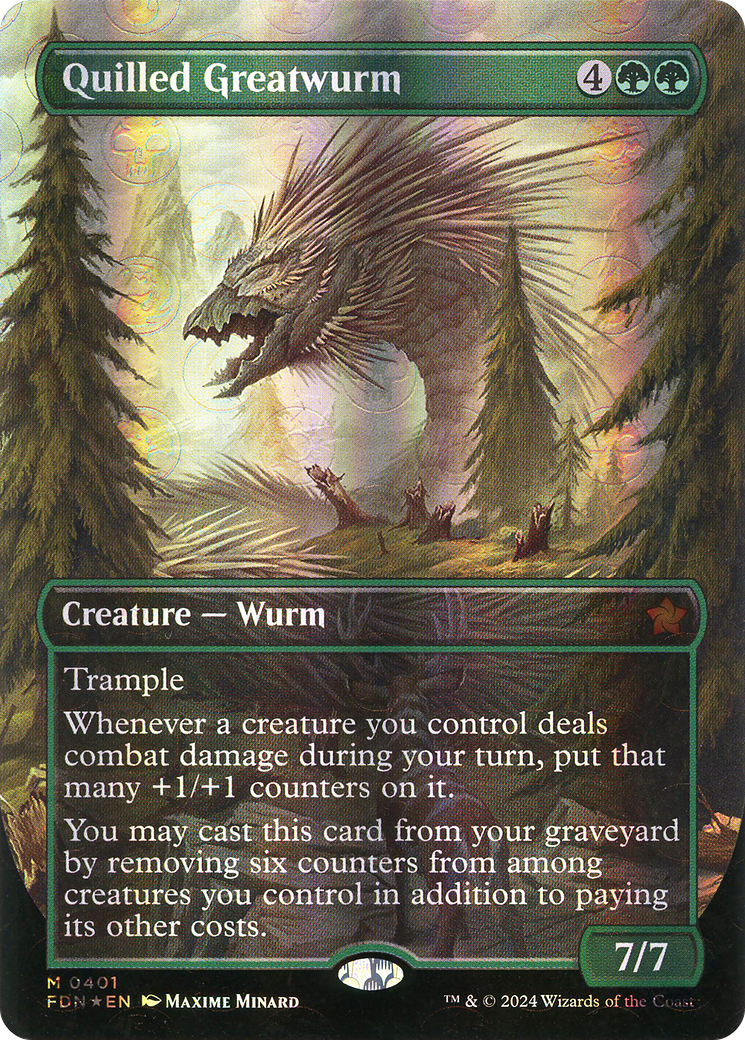 Quilled Greatwurm (Borderless) (Mana Foil) (FDN-401)  Foil - Foundations