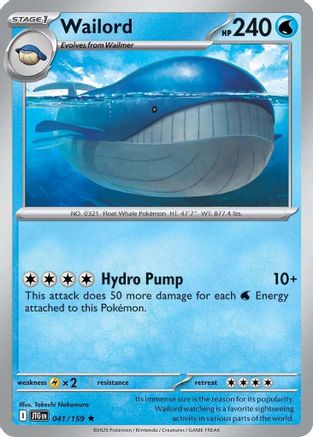 Wailord 041/159 - Reverse Holofoil SV09 Journey Together