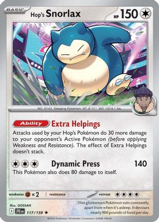Hop's Snorlax 117/159 - Reverse Holofoil SV09 Journey Together