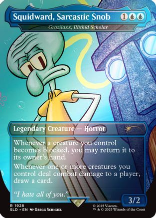 Squidward, Sarcastic Snob - Grazilaxx, Illithid Scholar (Rainbow Foil) (SLD-1928)  Foil - Secret Lair Drop Series