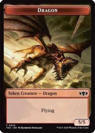 Dragon (0014) // Treasure Double-Sided Token (TDC-14 // 16)  - Commander: Tarkir: Dragonstorm