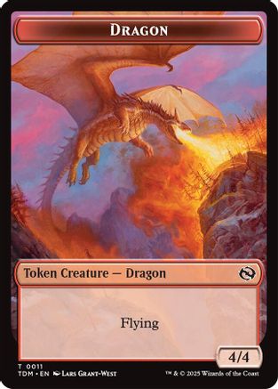 Dragon (0011) // Warrior Double-Sided Token (TDM-11 // 13) - Tarkir: Dragonstorm