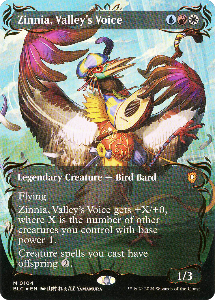 Zinnia, Valley's Voice (Borderless) (Raised Foil) (BLC-104)  Foil - Bloomburrow Commander