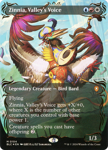 Zinnia, Valley's Voice (Borderless) (Raised Foil) (BLC-104)  Foil - Bloomburrow Commander