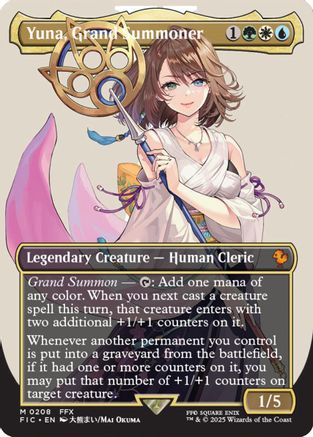 Yuna, Grand Summoner (Borderless) (FIC-208)  Foil - Commander: FINAL FANTASY