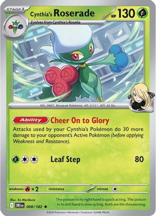 Cynthia's Roserade 008/182 - Holofoil SV10 Destined Rivals