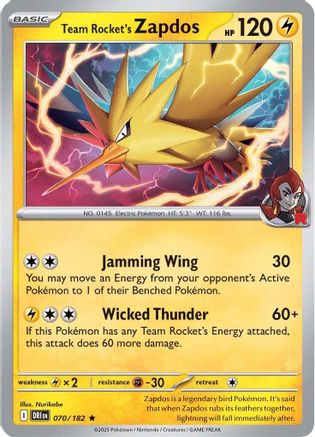 Team Rocket's Zapdos 070 - Holofoil SV10 Destined Rivals